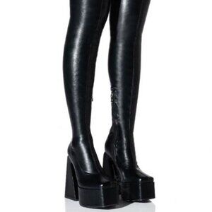 AZALEA WANG " THE ULTIMATE STRUT STRETCH " THIGH HIGH PLATFORM BOOT ( BRAND NEW